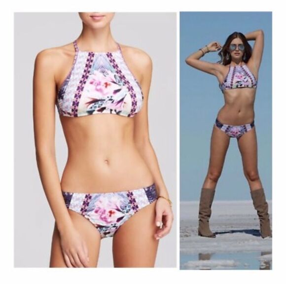 Nannette Lepore Bollywood Stargazer Halter Top, Swim Bikini Halter 2 Piece - Picture 14 of 14